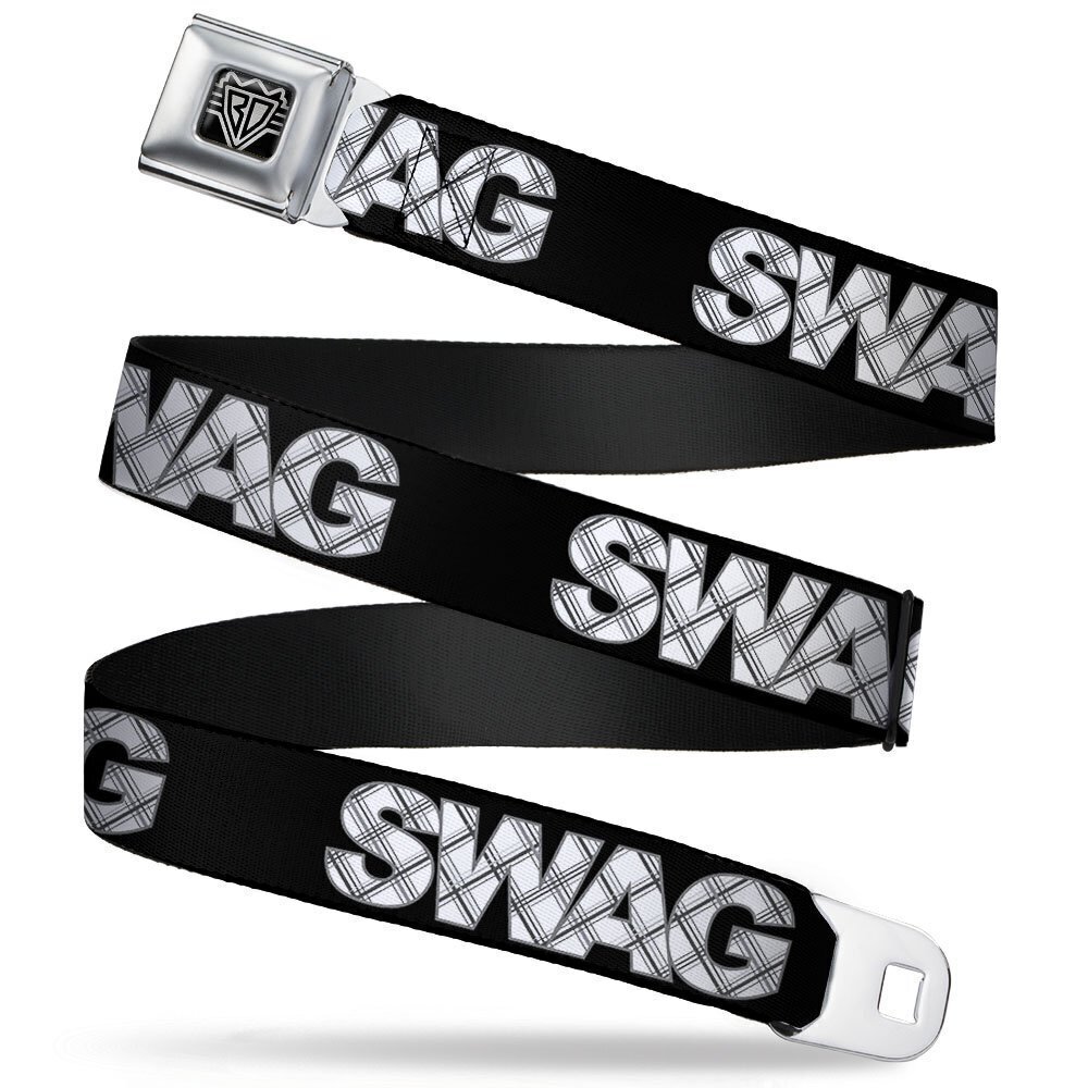 1330 Unisex-Adult's Seatbelt Belt Swag Quote Regular, Black/Plaid x